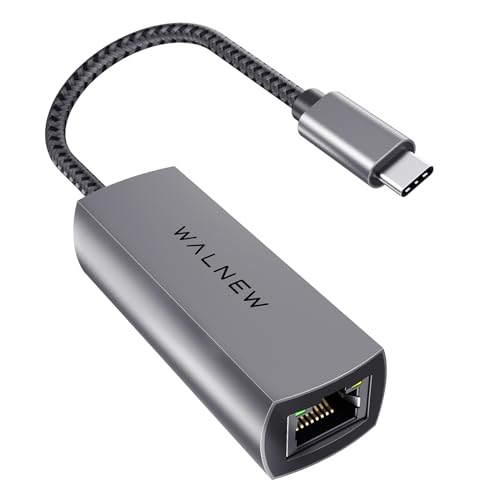 USB C Ethernet Adapter 2.5 Gigabit, WALNEW USBC LAN Kabel Stecker,Thunderbolt 4/3 RJ45 Netzwerkadapter für MacBook Pro/Air M1 M2,Mac Mini,iMac,Surface Laptop,iPad 10,Samsung Galaxy Tab S9 S8,Dell XPS von WALNEW