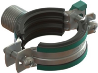 WALRAVEN KSB2 Dreifach-Rohrschelle 2-Schrauben verzinkt mit Schnellverschluss, Gewindemuffe M8/10/½, Geräuschdämmung aus schwarzem und grünem EPDM-Gummi bis 21 dB(A) von WALRAVEN