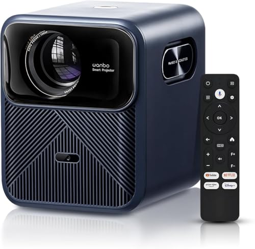 Beamer 4K Unterstützung & Netflix, 900 ANSI/Android TV Autofokus, Trapezkorrektur Smart Beamer, WiFi Bluetooth Native 1080P Full HD Beamer, Video Projektor Heimkino Outdoor von WANBO