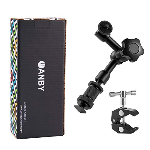 WANBY 7 Zoll Beweglicher Reibungsarm & Großer Verstellbarer Super Rod Klemme Zangenclip mit 1/4" und 3/8" Gewinde für DSLR Kamera- Rig, LCD Monitor, LED Leuchten, Blitzlicht (Arm und Klemme) von WANBY