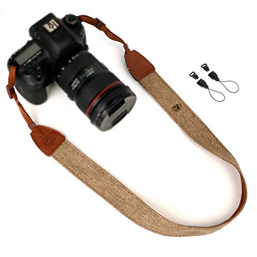 WANBY Kamera Sanft Schulterhalsriemen mit kostenlosen Schnellverschlussschnallen Universal Camcorder Gürtelriemen Vintage Antischlupfriemen für Frauen Männer Alle DSLR SLR-Kameras (Braun) von WANBY