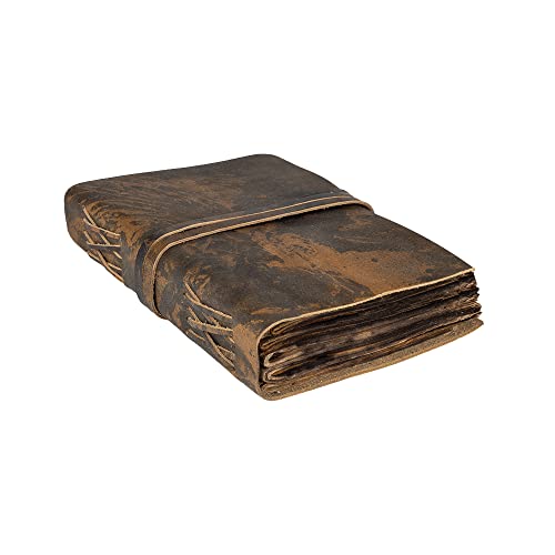 Antikes Lederjournal mit antikem blankem Deckle Kante-Papier - 15x23cm - Verwittertes Leder-Notizbuch, perfekt zum Schreiben, Shadows Journals, ein Grimoire, Skizzieren, Zeichnen, als Tagebuch von WANDERINGS