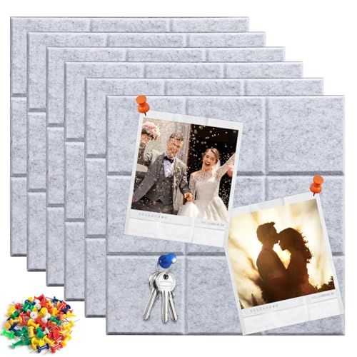 WANDGU 6er-Set Filz Pinnwand: DIY Filzboard Pin Board, Selbstklebend (30x30cm),Filzplatten Selbstklebend, Premium Polyester | DIY Memoboard für Büro/Küche/Schule | Inkl. Aufhängevorrichtung von WANDGU