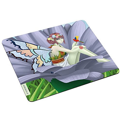 Wandkings Mousepad Mauspad mit Motiv Wunderschöne Elfe auf Blüte von WANDKINGS