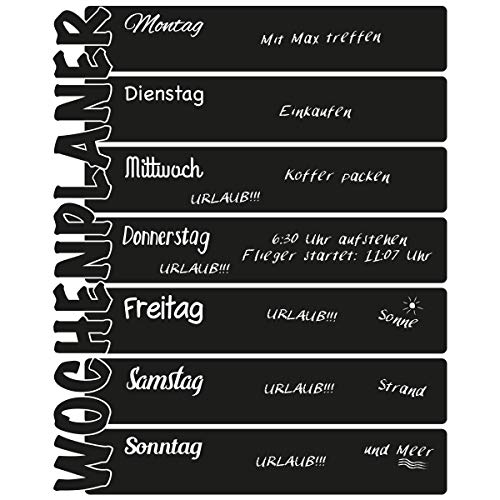Wandkings Wandtattoo "Wochenplaner" aus Tafelfolie 40 x 50 cm, schwarz, selbstklebend von WANDKINGS