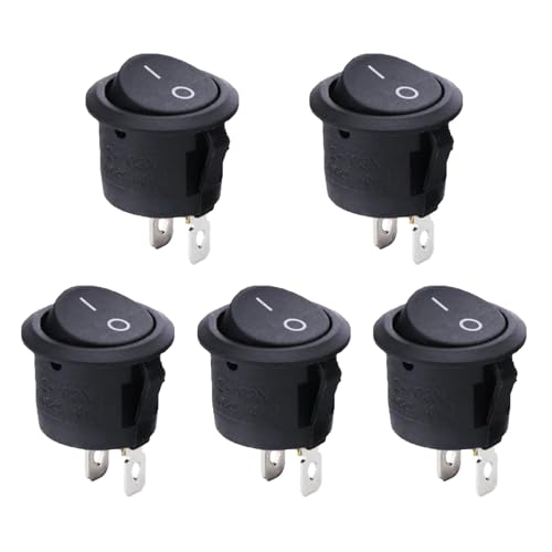 5 StüCk Switch, Kippschalter 12v, Ein Aus Schalter 2 Polig, 12v Schalter, Kunststoff Push Button Switch, Mini Wippschalter, Schwarz Rocker Rund, Auto Boot Haushaltsgeräte, Einrastbare On/Off 5 StüCk Switch, Kippschalter 12v, Ein Aus Schalter 2 Polig, 12v Schalter, Kunststoff Push Button Switch, Mini Wippschalter, Schwarz Rocker Rund, Auto Boot Haushaltsgeräte, Einrastbare On/Off von WANGENPING