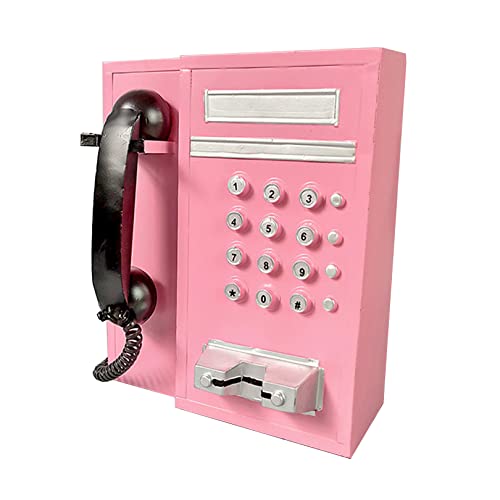 WANGFENG Vintage Retro Wandtelefon Modell Dekorationen Klassisches Telefon/Ornamente für Zuhause/Hotel, Pink von WANGFENG