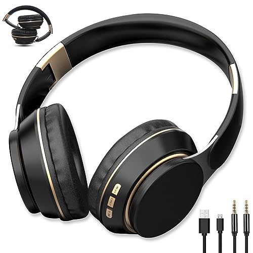 Bluetooth Kopfhörer Over Ear Faltbare Kabellose Kopfhörer Bluetooth 5.2 HiFi Stereo Bluetooth Headset Eingebautes Mikrofon FM TF Wireless Kopfhörer Einstellbar Wired Mode für TV PC Telefon Reise Büro von WANHE