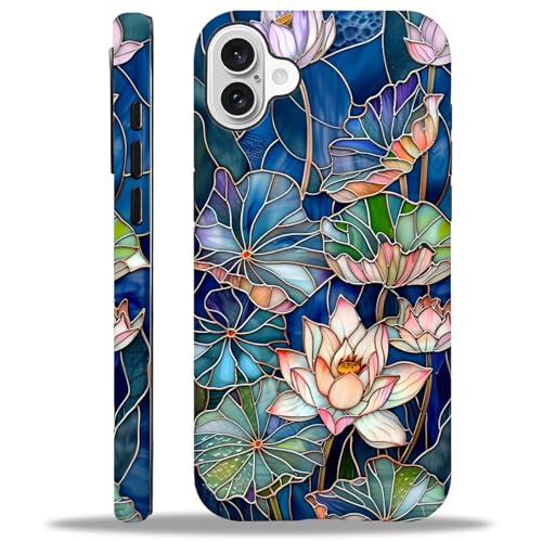WANKBLC Glänzende Schutzhülle für iPhone 16, für Mädchen und Jungen, Ganzkörper-Design, weiches Silikon, Fallschutz, Kratzschutz, modisches Muster, Buntglas, Lotusblumen, Blätter WANKBLC Glänzende Schutzhülle für iPhone 16, für Mädchen und Jungen, Ganzkörper-Design, weiches Silikon, Fallschutz, Kratzschutz, modisches Muster, Buntglas, Lotusblumen, Blätter von WANKBLC