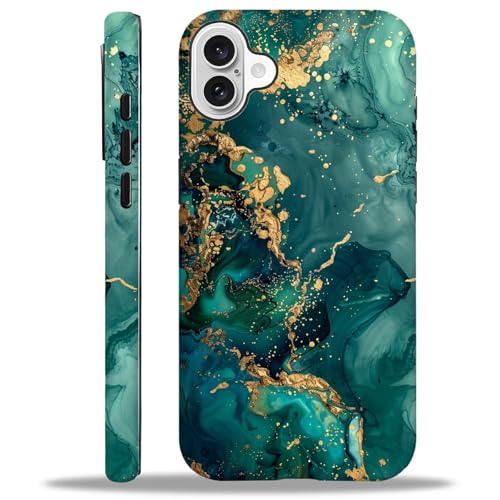 WANKBLC Glänzende Schutzhülle für iPhone 16, für Mädchen und Jungen, Ganzkörper-Design, weiches Silikon, stoßfest, kratzfest, modisches Muster, Blaugrün und goldfarbener Marmor WANKBLC Glänzende Schutzhülle für iPhone 16, für Mädchen und Jungen, Ganzkörper-Design, weiches Silikon, stoßfest, kratzfest, modisches Muster, Blaugrün und goldfarbener Marmor von WANKBLC