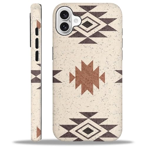 WANKBLC Glänzende Schutzhülle für iPhone 16, für Mädchen und Jungen, Ganzkörper-Design, weiches Silikon, stoßfest, kratzfest, modisches Muster, Western-Boho-Aztekenmuster von WANKBLC