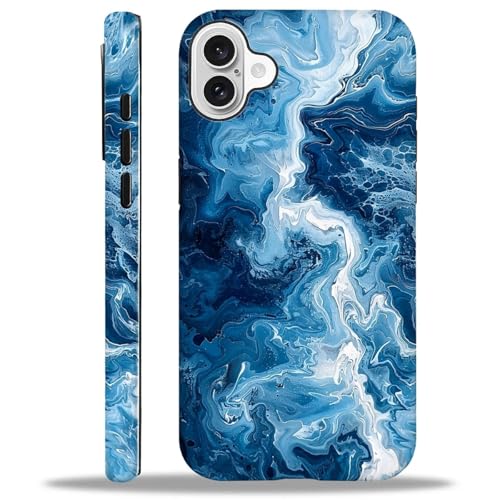 WANKBLC Glänzende Schutzhülle für iPhone 16, für Mädchen und Jungen, Ganzkörper-Design, weiches Silikon, stoßfest, kratzfest, modisches Muster, abstraktes Ozean von WANKBLC