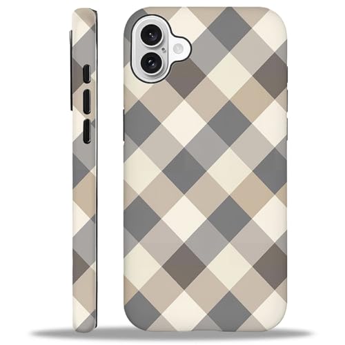 WANKBLC Glänzende Schutzhülle für iPhone 16, für Mädchen und Jungen, Ganzkörper-Design, weiches Silikon, stoßfest, kratzfest, modisches Muster, schlicht, flach, Beige / Grau kariert WANKBLC Glänzende Schutzhülle für iPhone 16, für Mädchen und Jungen, Ganzkörper-Design, weiches Silikon, stoßfest, kratzfest, modisches Muster, schlicht, flach, Beige / Grau kariert von WANKBLC