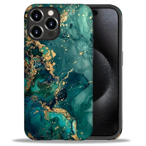 WANKBLC Glänzende Schutzhülle für iPhone 16 Pro, für Mädchen und Jungen, Ganzkörper-Design, weiches Silikon, stoßfest, kratzfest, modisches Muster, Blaugrün und goldfarbener Marmor WANKBLC Glänzende Schutzhülle für iPhone 16 Pro, für Mädchen und Jungen, Ganzkörper-Design, weiches Silikon, stoßfest, kratzfest, modisches Muster, Blaugrün und goldfarbener Marmor von WANKBLC