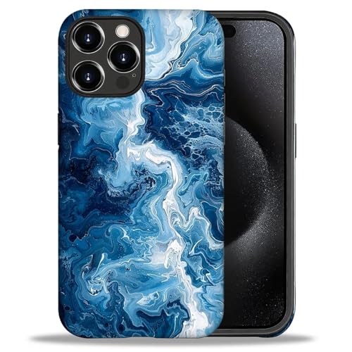 WANKBLC Glänzende Schutzhülle für iPhone 16 Pro, für Mädchen und Jungen, Ganzkörper-Design, weiches Silikon, stoßfest, kratzfest, modisches Muster, abstraktes Ozean von WANKBLC