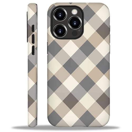 WANKBLC Glänzende Schutzhülle für iPhone 16 Pro, für Mädchen und Jungen, Ganzkörper-Design, weiches Silikon, stoßfest, kratzfest, modisches Muster, schlicht, flach, Beige / Grau kariert WANKBLC Glänzende Schutzhülle für iPhone 16 Pro, für Mädchen und Jungen, Ganzkörper-Design, weiches Silikon, stoßfest, kratzfest, modisches Muster, schlicht, flach, Beige / Grau kariert von WANKBLC