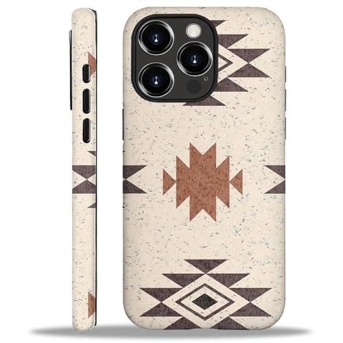 WANKBLC Glänzende Schutzhülle für iPhone 16 Pro Max, für Mädchen, Jungen, Ganzkörper-Design, weiches Silikon, Fallschutz, Kratzschutz, modisches Muster, Western-Boho-Aztekenmuster von WANKBLC