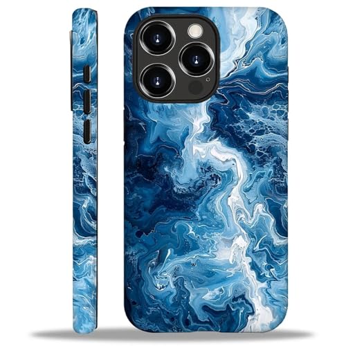 WANKBLC Glänzende Schutzhülle für iPhone 16 Pro Max, für Mädchen und Jungen, Ganzkörper-Design, weiches Silikon, stoßfest, kratzfest, modisches Muster, abstraktes Ozean von WANKBLC