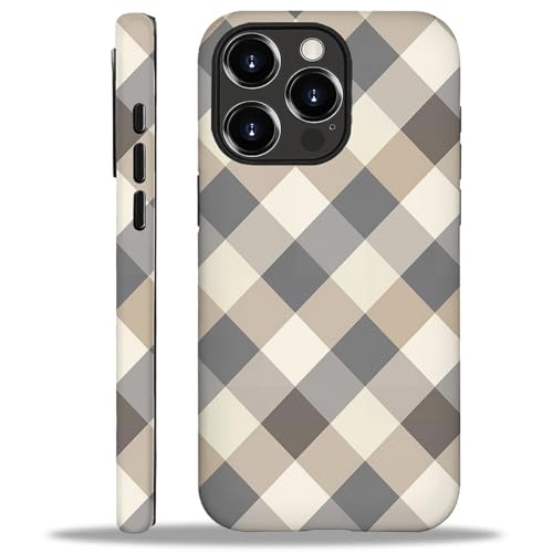WANKBLC Glänzende Schutzhülle für iPhone 16 Pro Max, für Mädchen und Jungen, Ganzkörper-Design, weiches Silikon, stoßfest, kratzfest, modisches Muster, schlicht, flach, Beige / Grau kariert WANKBLC Glänzende Schutzhülle für iPhone 16 Pro Max, für Mädchen und Jungen, Ganzkörper-Design, weiches Silikon, stoßfest, kratzfest, modisches Muster, schlicht, flach, Beige / Grau kariert von WANKBLC