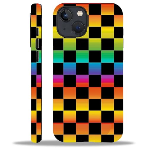 WANKBLC Kompatibel mit iPhone 13/iPhone 14 Hülle, Regenbogen-Schachbrett-Kunstmuster für Mädchen, Ganzkörper-Design, weiches Silikon, Fallstoß-Kratzschutz für iPhone 13/iPhone 14 WANKBLC Kompatibel mit iPhone 13/iPhone 14 Hülle, Regenbogen-Schachbrett-Kunstmuster für Mädchen, Ganzkörper-Design, weiches Silikon, Fallstoß-Kratzschutz für iPhone 13/iPhone 14 von WANKBLC