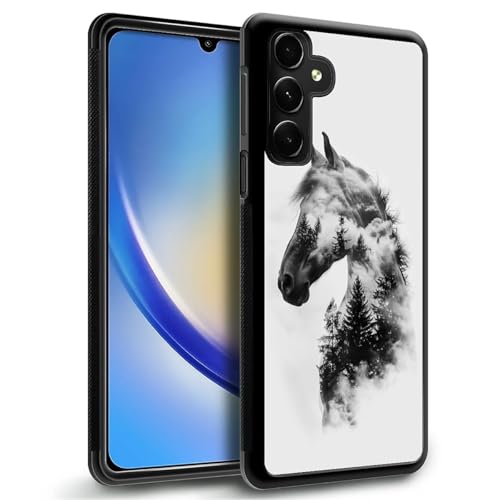 WANKBLC Schutzhülle für Samsung Galaxy A15, stoßfest, Schutz für Männer und Frauen, rutschfest, für Samsung Galaxy A15, Pferd mit Waldbäumen, Wolken, verrücktes Muster WANKBLC Schutzhülle für Samsung Galaxy A15, stoßfest, Schutz für Männer und Frauen, rutschfest, für Samsung Galaxy A15, Pferd mit Waldbäumen, Wolken, verrücktes Muster von WANKBLC