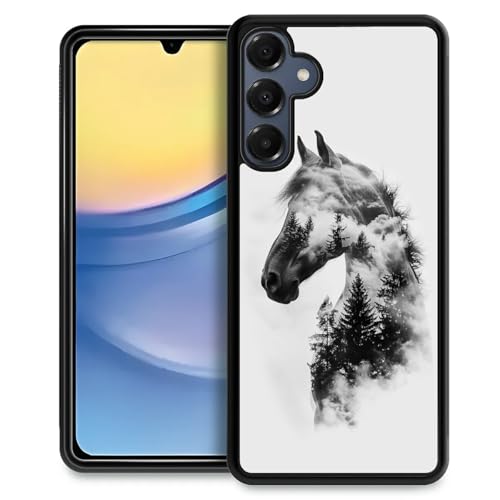 WANKBLC Schutzhülle für Samsung Galaxy A16, stoßfest, Schutz für Männer und Frauen, rutschfest, für Samsung Galaxy A16, Pferd mit Waldbäumen, Wolken, verrücktes Muster von WANKBLC