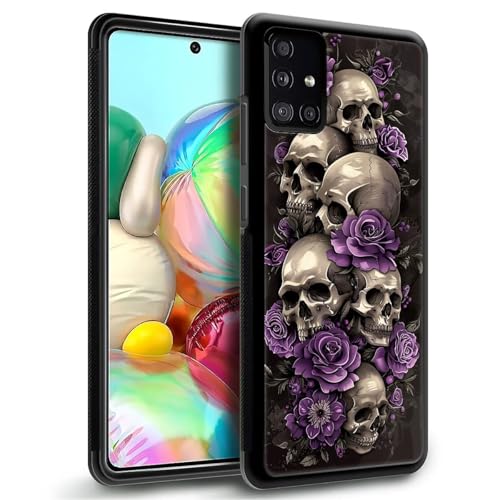 WANKBLC Schutzhülle für Samsung Galaxy A51, stoßfest, für Damen und Herren, rutschfest, für Samsung Galaxy A51, Illustration, gruselige Totenköpfe, violette Rosen, verrücktes Muster WANKBLC Schutzhülle für Samsung Galaxy A51, stoßfest, für Damen und Herren, rutschfest, für Samsung Galaxy A51, Illustration, gruselige Totenköpfe, violette Rosen, verrücktes Muster von WANKBLC