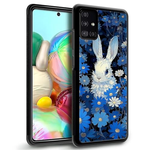 WANKBLC Schutzhülle für Samsung Galaxy A51, stoßfest, für Damen und Herren, rutschfest, für Samsung Galaxy A51, weißes Kaninchen, versteckt blaue Blumen, verrücktes Muster WANKBLC Schutzhülle für Samsung Galaxy A51, stoßfest, für Damen und Herren, rutschfest, für Samsung Galaxy A51, weißes Kaninchen, versteckt blaue Blumen, verrücktes Muster von WANKBLC