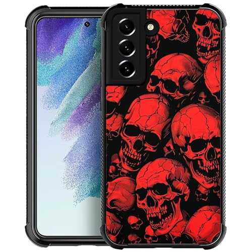 WANKBLC Schutzhülle für Samsung Galaxy S21, stoßfest, für Herren, Damen, rutschfest, für Samsung Galaxy S21, Horror, Manga-Stil, rote Totenköpfe, verrücktes Muster WANKBLC Schutzhülle für Samsung Galaxy S21, stoßfest, für Herren, Damen, rutschfest, für Samsung Galaxy S21, Horror, Manga-Stil, rote Totenköpfe, verrücktes Muster von WANKBLC