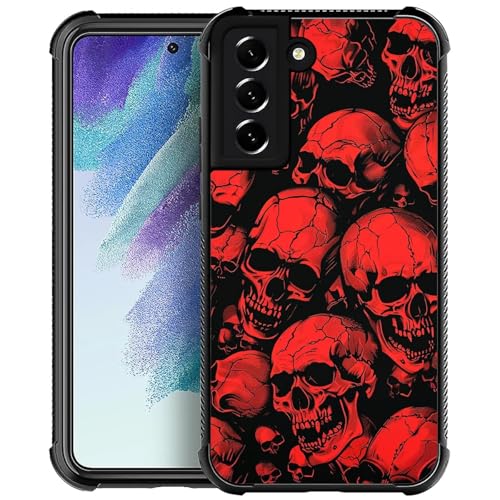 WANKBLC Schutzhülle für Samsung Galaxy S21 FE, stoßfest, Schutz für Männer und Frauen, rutschfest, für Samsung Galaxy S21 FE, Horror, Manga-Stil, rote Totenköpfe, verrücktes Muster WANKBLC Schutzhülle für Samsung Galaxy S21 FE, stoßfest, Schutz für Männer und Frauen, rutschfest, für Samsung Galaxy S21 FE, Horror, Manga-Stil, rote Totenköpfe, verrücktes Muster von WANKBLC