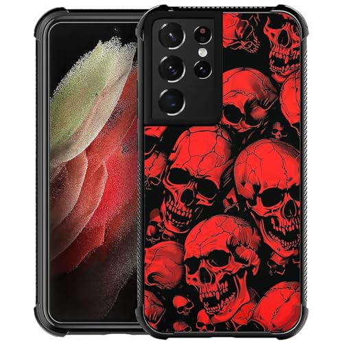 WANKBLC Schutzhülle für Samsung Galaxy S21 Ultra, stoßfest, Schutz für Männer und Frauen, rutschfest, für Samsung Galaxy S21 Ultra, Horror, Manga-Stil, rote Totenköpfe, verrücktes Muster WANKBLC Schutzhülle für Samsung Galaxy S21 Ultra, stoßfest, Schutz für Männer und Frauen, rutschfest, für Samsung Galaxy S21 Ultra, Horror, Manga-Stil, rote Totenköpfe, verrücktes Muster von WANKBLC