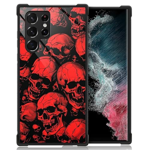 WANKBLC Schutzhülle für Samsung Galaxy S22 Ultra, stoßfest, für Herren, Damen, rutschfest, für Samsung Galaxy S22 Ultra, Horror, Manga-Stil, rote Totenköpfe, verrücktes Muster WANKBLC Schutzhülle für Samsung Galaxy S22 Ultra, stoßfest, für Herren, Damen, rutschfest, für Samsung Galaxy S22 Ultra, Horror, Manga-Stil, rote Totenköpfe, verrücktes Muster von WANKBLC