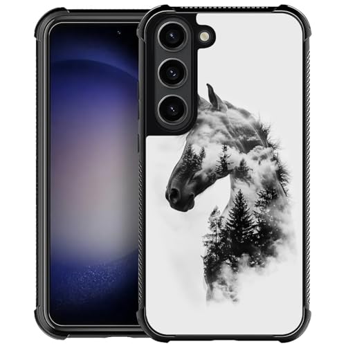 WANKBLC Schutzhülle für Samsung Galaxy S23 Plus, stoßfest, Schutz für Mann und Frau, rutschfest, für Samsung Galaxy S23 Plus, Pferd mit Waldbäumen, Wolken, verrücktes Muster WANKBLC Schutzhülle für Samsung Galaxy S23 Plus, stoßfest, Schutz für Mann und Frau, rutschfest, für Samsung Galaxy S23 Plus, Pferd mit Waldbäumen, Wolken, verrücktes Muster von WANKBLC