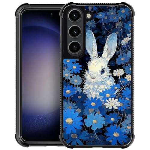 WANKBLC Schutzhülle für Samsung Galaxy S23 Plus, stoßfest, für Mann und Frau, rutschfest, für Samsung Galaxy S23 Plus, weißes Kaninchen, versteckt blaue Blumen, verrücktes Muster WANKBLC Schutzhülle für Samsung Galaxy S23 Plus, stoßfest, für Mann und Frau, rutschfest, für Samsung Galaxy S23 Plus, weißes Kaninchen, versteckt blaue Blumen, verrücktes Muster von WANKBLC