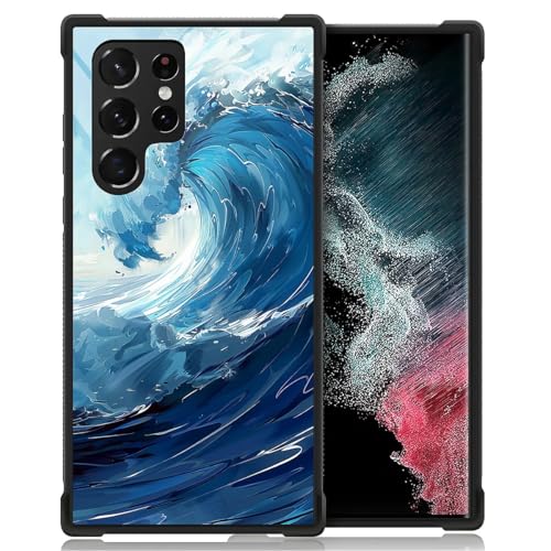 WANKBLC Schutzhülle für Samsung Galaxy S23 Ultra, stoßfest, Schutz für Männer und Frauen, rutschfest, für Samsung Galaxy S23 Ultra, Cartoon, riesige Ozeanwelle, verrücktes Muster von WANKBLC