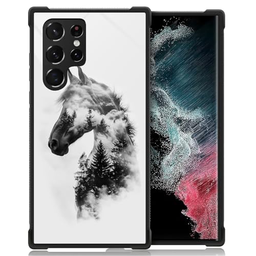WANKBLC Schutzhülle für Samsung Galaxy S23 Ultra, stoßfest, Schutz für Mann und Frau, rutschfest, für Samsung Galaxy S23 Ultra, Pferd mit Waldbäumen, Wolken, verrücktes Muster WANKBLC Schutzhülle für Samsung Galaxy S23 Ultra, stoßfest, Schutz für Mann und Frau, rutschfest, für Samsung Galaxy S23 Ultra, Pferd mit Waldbäumen, Wolken, verrücktes Muster von WANKBLC