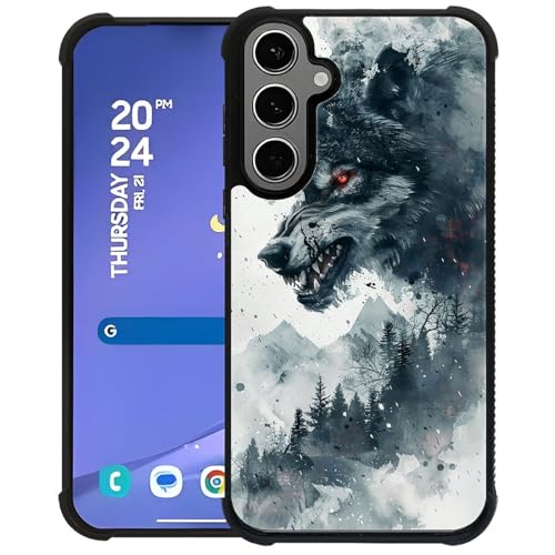 WANKBLC Schutzhülle für Samsung Galaxy S24 Plus, S25 Plus, stoßfest, Schutz für Männer und Frauen, rutschfest, für Samsung Galaxy S24 Plus, S25 Plus, Wütender Wolf, schneebedeckte Berge, verrücktes von WANKBLC