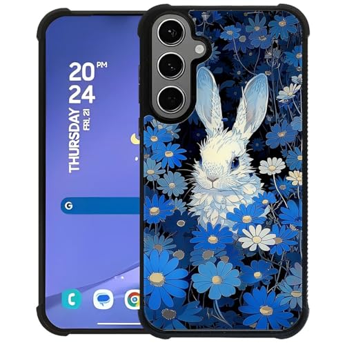 WANKBLC Schutzhülle für Samsung Galaxy S24 Plus, S25 Plus, stoßfest, für Männer und Frauen, rutschfest, für Samsung Galaxy S24 Plus, S25 Plus, weißes Kaninchen, versteckt blaue Blumen, verrücktes WANKBLC Schutzhülle für Samsung Galaxy S24 Plus, S25 Plus, stoßfest, für Männer und Frauen, rutschfest, für Samsung Galaxy S24 Plus, S25 Plus, weißes Kaninchen, versteckt blaue Blumen, verrücktes von WANKBLC