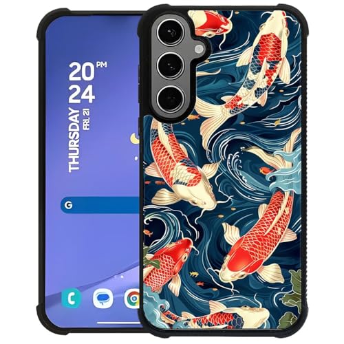 WANKBLC Schutzhülle für Samsung Galaxy S24 Plus, S25 Plus, stoßfest, Schutz für Männer und Frauen, rutschfest, buntes Ölgemälde, Koi-Fisch, verrücktes Muster von WANKBLC