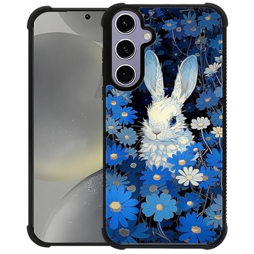WANKBLC Schutzhülle für Samsung Galaxy S24 S25, stoßfest, für Männer und Frauen, rutschfest, für Samsung Galaxy S24 S25, weißes Kaninchen, versteckt blaue Blumen, verrücktes Muster WANKBLC Schutzhülle für Samsung Galaxy S24 S25, stoßfest, für Männer und Frauen, rutschfest, für Samsung Galaxy S24 S25, weißes Kaninchen, versteckt blaue Blumen, verrücktes Muster von WANKBLC