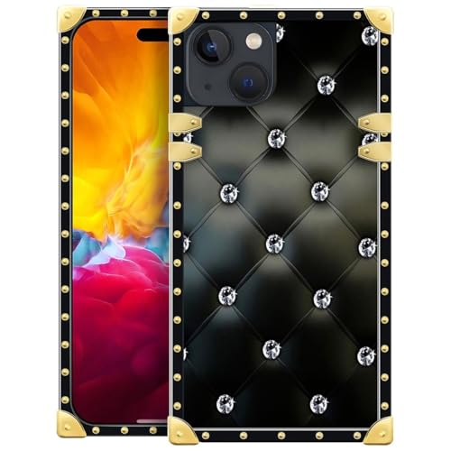 WANKBLC Schutzhülle für iPhone 15, kompatibel mit iPhone 15, glänzendes schwarzes Sofa, Kristall, luxuriöse, goldene Dekoration für Mädchen und Frauen, weiches TPU, stoßfest, harte Rückseite aus von WANKBLC
