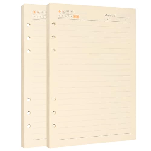 WANLIAN A5-Nachfüllpapier, lose Blätter für 6-Ringe, A5-Planer, Tagebuch, Notizbuch, nachfüllbares Papier, 160 Blatt/320 Seiten (liniert) von WANLIAN