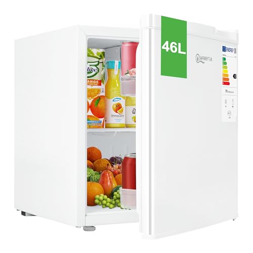 WANNYTON Mini Kühlschrank 46 L, Kühlbox klein mit Gefrierfach, Getränkekühlschrank mit umkehrbarer Tür, 7 Temperaturregelstufen, leise, für Zuhause Schlafzimmer Büro Wohnheim, Weiß WANNYTON Mini Kühlschrank 46 L, Kühlbox klein mit Gefrierfach, Getränkekühlschrank mit umkehrbarer Tür, 7 Temperaturregelstufen, leise, für Zuhause Schlafzimmer Büro Wohnheim, Weiß von WANNYTON