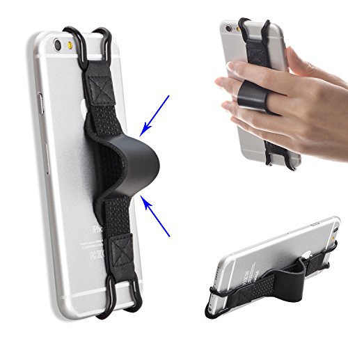 WANPOOL Universelles Anti-rutsch Handhalteband Halterung Stütze mit Verstellbaren Lederband Ständer, kompatibel mit iPhone 15 Pro Max / 13 Pro / 14 Plus - Galaxy S23 - Mate 60 Pro und Andere von WANPOOL