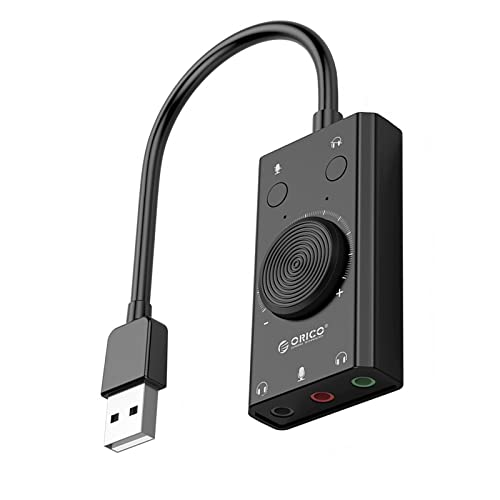 2023 Externe USB Soundkarte Stereo Mikrofon Lautsprecher Headset Audio Jack 3,5 MM Kabel Adapter Stummschalter Lautstärkeregelung Freies Laufwerk Zubehör von WANSUPYIN