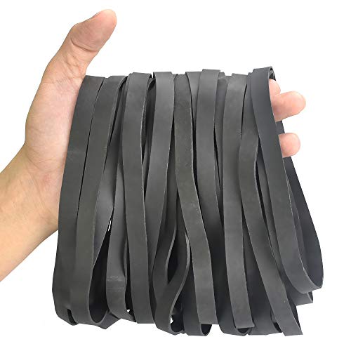 WANTOUTH 35 Stücke Große Gummibänder Schwarz Gummiringe 10mm Breit Elastisches Rubber Band Gummiband Mülleimer Bänder für Büro, Zuhause, Schulbedarf von WANTOUTH