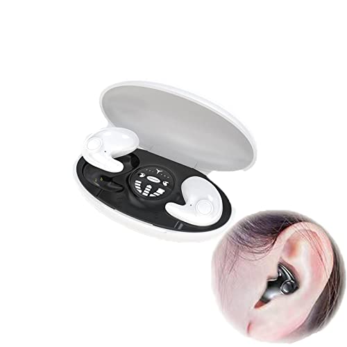 WANWEN Bluetooth-KopfhöRer in Ear, In Ear KopfhöRer Bluetooth Noise Cancelling, Unsichtbarer Drahtloser Schlafkopfhörer IPX5 Wasserdicht, mit kabelloser Ladebox, Doppelte Geräuschunterdrückung(White) von WANWEN