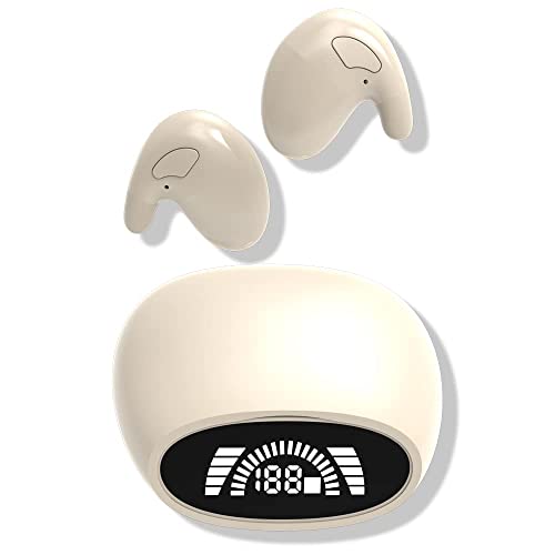 WANWEN Bluetooth-KopfhöRer in Ear, In Ear KopfhöRer Bluetooth Noise Cancelling, Unsichtbarer Drahtloser Schlafkopfhörer Wasserdicht, mit kabelloser Ladebox, Doppelte Geräuschunterdrückung (Beige) von WANWEN