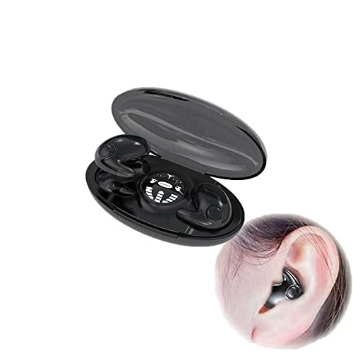 WANWEN Bluetooth-KopfhöRer in Ear, KopfhöRer Bluetooth Noise Cancelling, Unsichtbarer Drahtloser Schlafkopfhörer IPX5, mit kabelloser Ladebox, Doppelte Geräuschunterdrückung (Black) von WANWEN