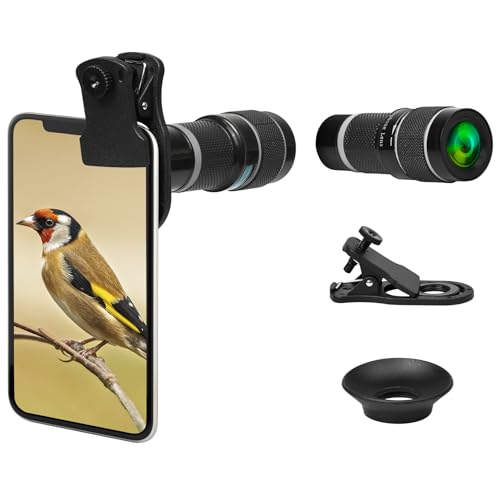 20X Long Focus Objektiv, Telezoom Objektiv langes Fokus Zoom Teleobjektiv Handyobjektiv Kameraobjektiv mit Clip, Handy Objektiv Linse Kit, Teleobjektiv für IOS iPhone und meisten Android Smartphone von WAONIQ